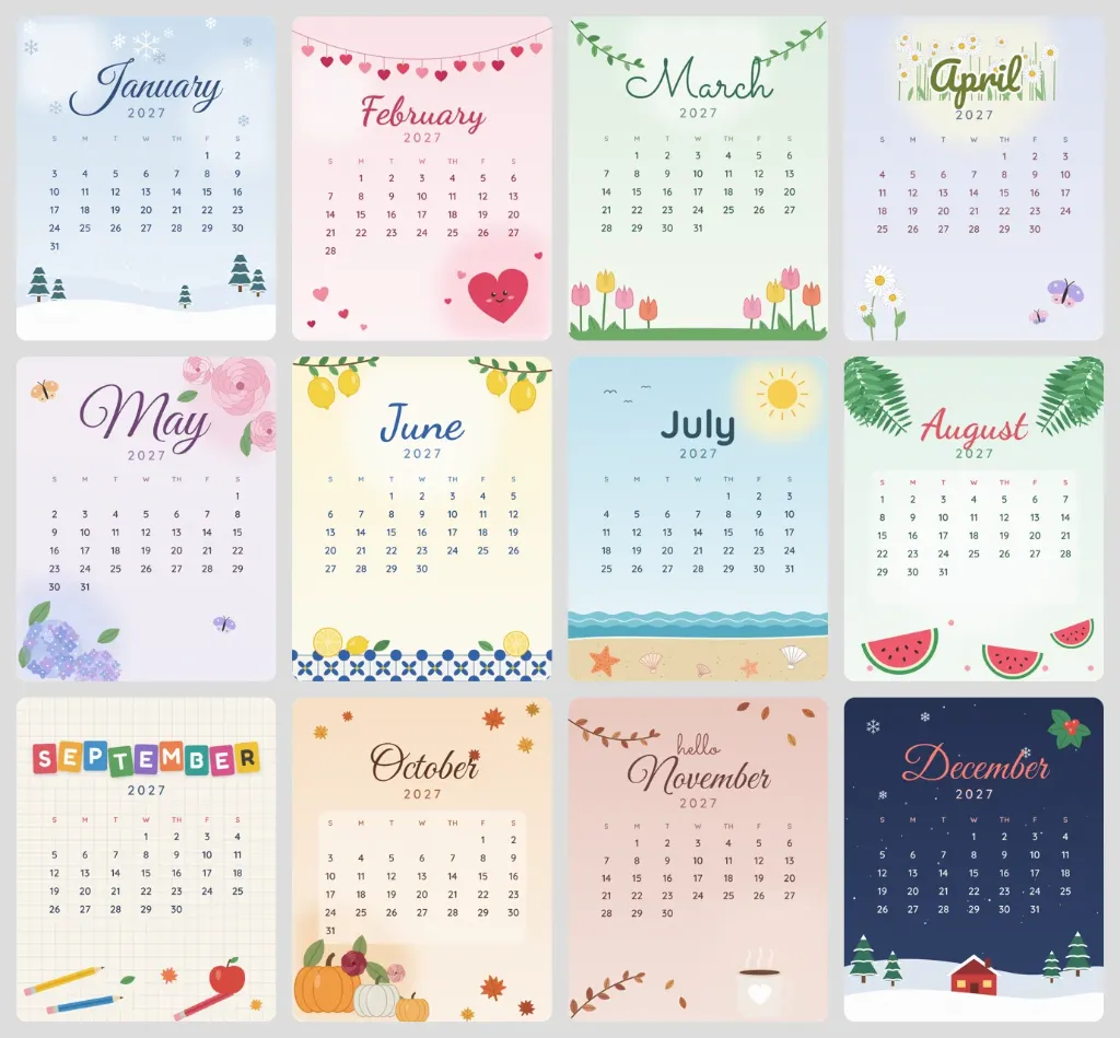 2027 Calendar Stickers Pack - ستيكرز تقويم ٢٠٢٧