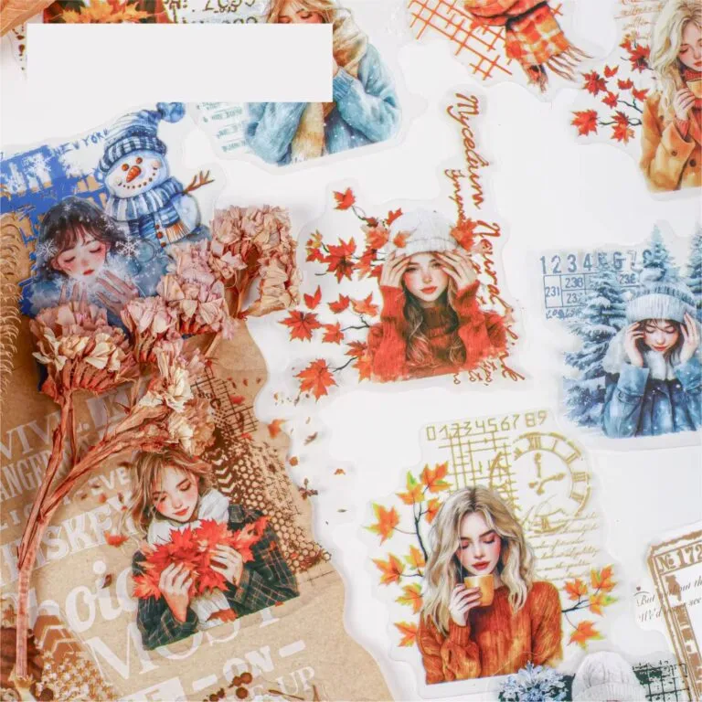 [6568-MAPLE] 16 Stickers/Pack Winter Warmth Collection Winter Character - ستيكرز فتيات في الشتاء (Maple evening)